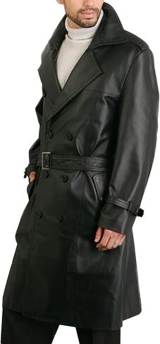 BGSD Men Xander Classic Leather Long Trench Coat (Regular, Big & Tall and Short) in Saudi Arabia