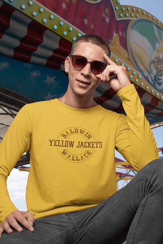 CreateMyTee | Baldwin Wallace Yellow Jackets Long Sleeve T-Shirt | in Kuwait