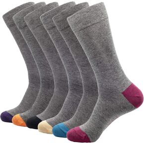 1SOCK2SOCK - Men's 6 Pack Bamboo Blend Thin Crew Socks - Super Soft, Breathable, and Colorful Dress Socks