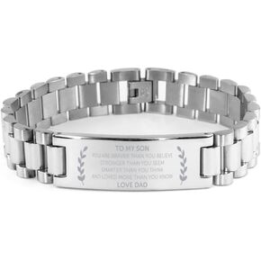 to My Son Ladder Stainless Steel Bracelet, My Son Bracelet Gifts from Dad, Men Love Jewelry for Birthday Xmas Graduation Gifts in Saudi Arabia