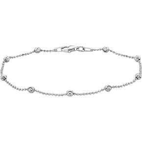 925 Italian Sterling Silver Diamond Cut Bead + Mooncut Chain Bracelet- 7 inches in Saudi Arabia