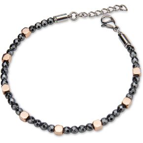 Byson Fashion Black Hematite Bracelet Made with Diamond Cutting Surface Technology Chain Durable Bracelet Stainless Steel Lobster Clasper Bracelet for Men Women in Kuwait