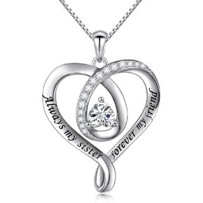 925 Sterling Silver Jewelry Engraved Love Heart Pendant Necklace Gift for Women Girls Mum