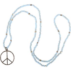 KELITCH Classic Peace Sign Necklace Love Hippie Pendant Frosted Crystal Beaded Necklace (Grey White) in Saudi Arabia