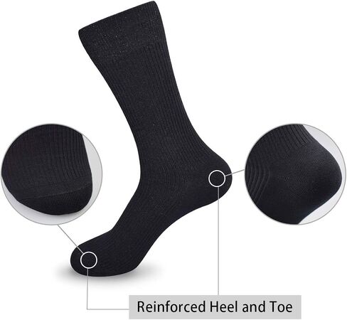 Men's Solid Dress Socks 6 Pack Cotton Classic Crew Socks Moisture Wicking Business Socks-Beige White Black in Saudi Arabia