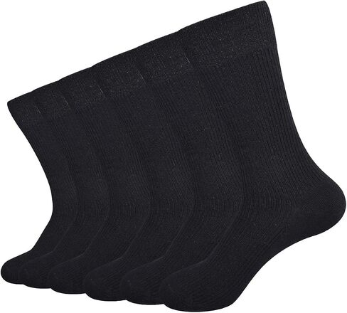 Men's Solid Dress Socks 6 Pack Cotton Classic Crew Socks Moisture Wicking Business Socks-Beige White Black in Saudi Arabia