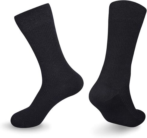Men's Solid Dress Socks 6 Pack Cotton Classic Crew Socks Moisture Wicking Business Socks-Beige White Black in Saudi Arabia