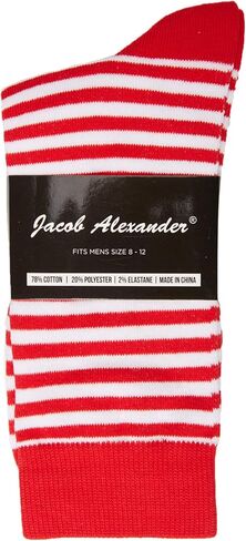 Jacob Alexander Men's Christmas Candy Cane Red White Stripe Socks in Saudi Arabia