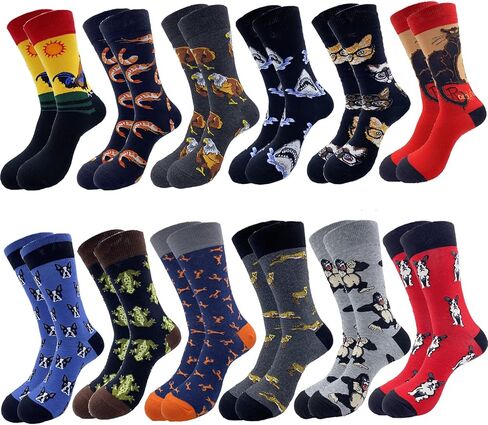 Men's Fun Set Dress Socks-Colorful Funny Novelty Cotton Funky Crew Socks Pack,Art Socks in Saudi Arabia