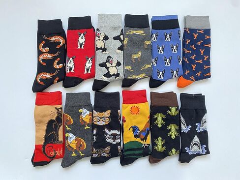 Men's Fun Set Dress Socks-Colorful Funny Novelty Cotton Funky Crew Socks Pack,Art Socks in Saudi Arabia