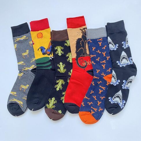 Men's Fun Set Dress Socks-Colorful Funny Novelty Cotton Funky Crew Socks Pack,Art Socks in Saudi Arabia