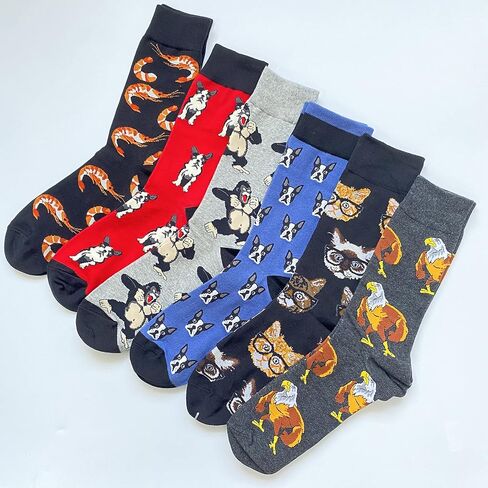 Men's Fun Set Dress Socks-Colorful Funny Novelty Cotton Funky Crew Socks Pack,Art Socks in Saudi Arabia