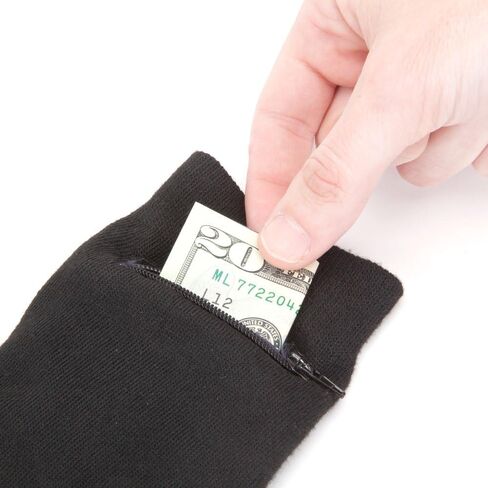 Black Dress Socks With Hidden Zipper Pocket-Cotton/Spandex Fits Men Sizes 7-12 2-pairs in Saudi Arabia