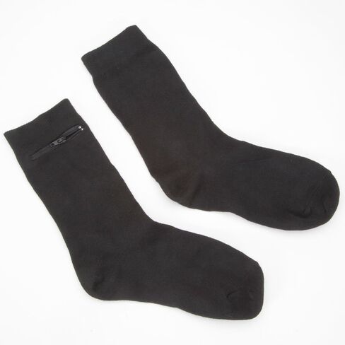 Black Dress Socks With Hidden Zipper Pocket-Cotton/Spandex Fits Men Sizes 7-12 2-pairs in Saudi Arabia