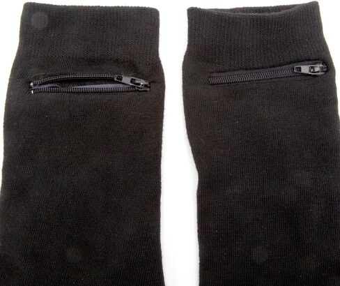 Black Dress Socks With Hidden Zipper Pocket-Cotton/Spandex Fits Men Sizes 7-12 2-pairs in Saudi Arabia