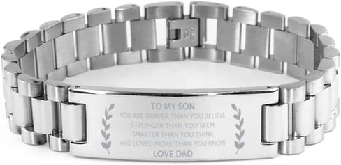to My Son Ladder Stainless Steel Bracelet, My Son Bracelet Gifts from Dad, Men Love Jewelry for Birthday Xmas Graduation Gifts in Saudi Arabia