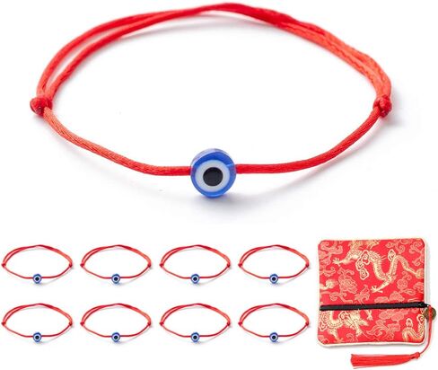 kelistom 8 Pieces Evil Eye Red Kabbalah String Bracelets for Women Men Boys Girls Protection Amulet Storage Gift Bag with Long Tassels in Kuwait