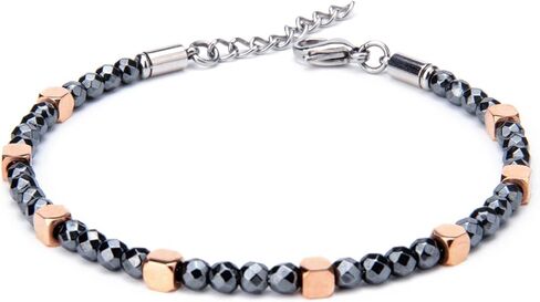 Byson Fashion Black Hematite Bracelet Made with Diamond Cutting Surface Technology Chain Durable Bracelet Stainless Steel Lobster Clasper Bracelet for Men Women in Kuwait