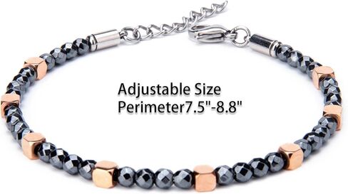 Byson Fashion Black Hematite Bracelet Made with Diamond Cutting Surface Technology Chain Durable Bracelet Stainless Steel Lobster Clasper Bracelet for Men Women in Kuwait