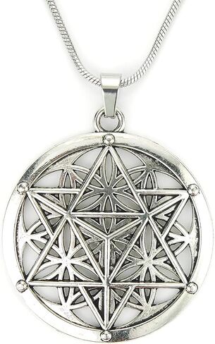 Merkabah on Flower of Life Necklace, Sacred Geometry Merkaba Pendant Merkavah on Stainless Snake Chain in Kuwait