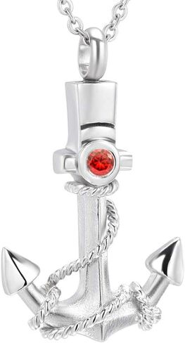 weikui Cremation Urn Jewelry 12 Colors Birthstone Anchor Necklace Ashes Keepsake Memorial Stainless Steel Pendant in Kuwait