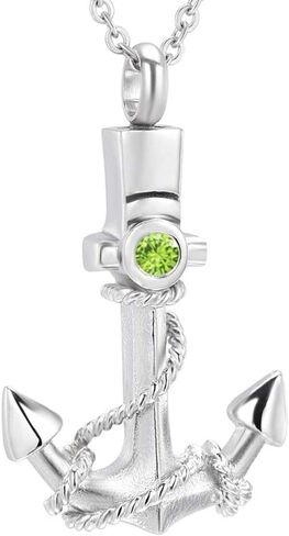 weikui Cremation Urn Jewelry 12 Colors Birthstone Anchor Necklace Ashes Keepsake Memorial Stainless Steel Pendant in Kuwait