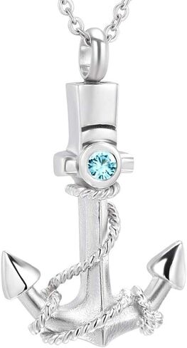 weikui Cremation Urn Jewelry 12 Colors Birthstone Anchor Necklace Ashes Keepsake Memorial Stainless Steel Pendant in Kuwait