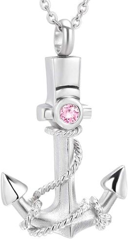weikui Cremation Urn Jewelry 12 Colors Birthstone Anchor Necklace Ashes Keepsake Memorial Stainless Steel Pendant in Kuwait