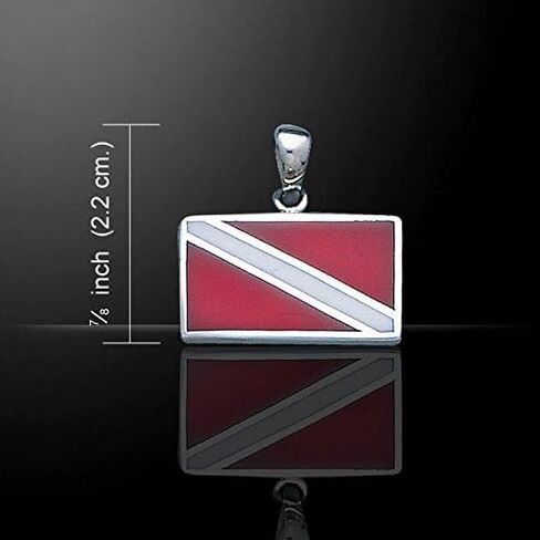 Jewelry Trends Sterling Silver Scuba Diver Down Flag Red Enameled Pendant Necklace 18" in Saudi Arabia