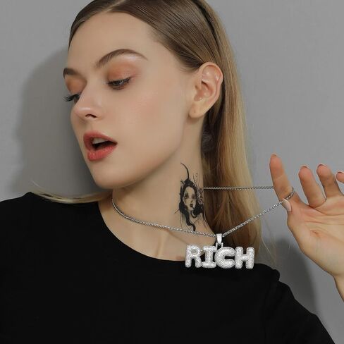 GOLDCHIC JEWELRY قلادة فقاعات مثلجة مخصصة للرجال، قلادة بحروف أولية مطلية بالذهب تشيكوسلوفاكيا مع سلسلة تنس، سحر الأبجدية تشيكوسلوفاكيا للرجال والنساء مجوهرات الهيب هوب من الألف إلى الياء in Kuwait