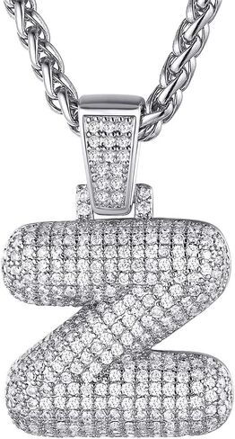 GOLDCHIC JEWELRY قلادة فقاعات مثلجة مخصصة للرجال، قلادة بحروف أولية مطلية بالذهب تشيكوسلوفاكيا مع سلسلة تنس، سحر الأبجدية تشيكوسلوفاكيا للرجال والنساء مجوهرات الهيب هوب من الألف إلى الياء in Kuwait