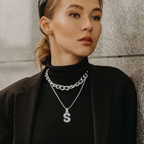 GOLDCHIC JEWELRY قلادة فقاعات مثلجة مخصصة للرجال، قلادة بحروف أولية مطلية بالذهب تشيكوسلوفاكيا مع سلسلة تنس، سحر الأبجدية تشيكوسلوفاكيا للرجال والنساء مجوهرات الهيب هوب من الألف إلى الياء in Kuwait