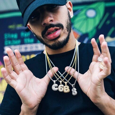 GOLDCHIC JEWELRY قلادة فقاعات مثلجة مخصصة للرجال، قلادة بحروف أولية مطلية بالذهب تشيكوسلوفاكيا مع سلسلة تنس، سحر الأبجدية تشيكوسلوفاكيا للرجال والنساء مجوهرات الهيب هوب من الألف إلى الياء in Kuwait