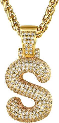GOLDCHIC JEWELRY قلادة فقاعات مثلجة مخصصة للرجال، قلادة بحروف أولية مطلية بالذهب تشيكوسلوفاكيا مع سلسلة تنس، سحر الأبجدية تشيكوسلوفاكيا للرجال والنساء مجوهرات الهيب هوب من الألف إلى الياء in Kuwait