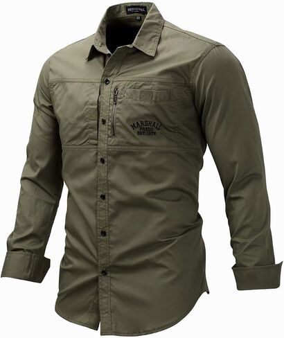 FREDD MARSHALL Men's Button Down Casual Pocket Jean Shirt in Saudi Arabia