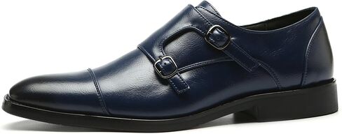 Mens Dress Shoes Italian Fashion Double Monk Strap Slip On Loafer Shoes Oxford Leather Shoes for Men in Kuwait