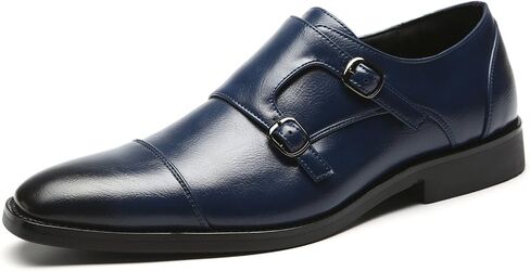 Mens Dress Shoes Italian Fashion Double Monk Strap Slip On Loafer Shoes Oxford Leather Shoes for Men in Kuwait