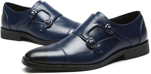 Mens Dress Shoes Italian Fashion Double Monk Strap Slip On Loafer Shoes Oxford Leather Shoes for Men in Kuwait