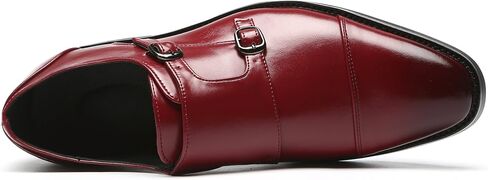 Mens Dress Shoes Italian Fashion Double Monk Strap Slip On Loafer Shoes Oxford Leather Shoes for Men in Kuwait