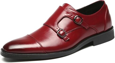 Mens Dress Shoes Italian Fashion Double Monk Strap Slip On Loafer Shoes Oxford Leather Shoes for Men in Kuwait
