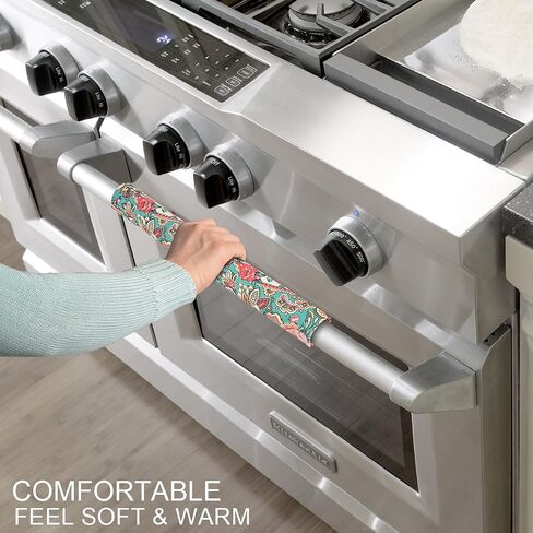 OUGAR8 Microwave Door Handle Covers Handmade Decor Protector for Ovens, Dishwashers.Keep Your Kitchen Appliance Clean from Smudges, Food Stains (Retro Rose, 6" 3.5") in Saudi Arabia