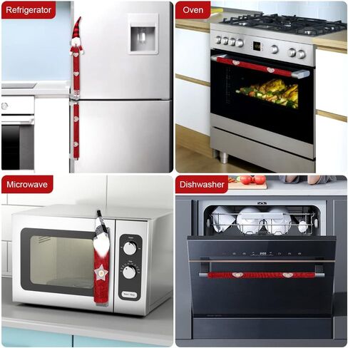 مجموعة أغطية مقابض أبواب الثلاجة من Brynnl 6 قطع، مجموعة أغطية مقابض أجهزة المطبخ جنوم، أجهزة المطبخ لديكورات عيد الميلاد، واقي باب القماش للثلاجة والفرن in Kuwait