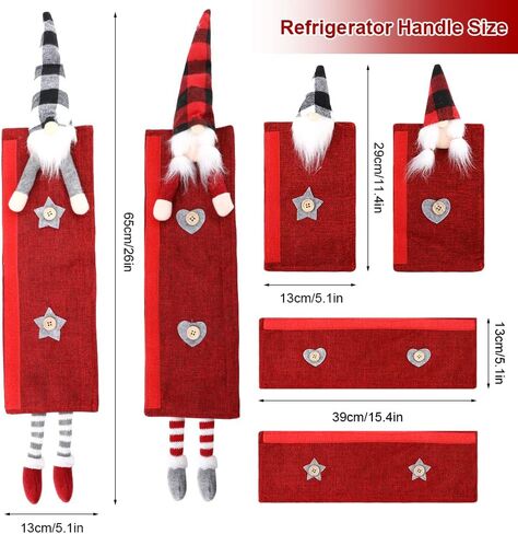 مجموعة أغطية مقابض أبواب الثلاجة من Brynnl 6 قطع، مجموعة أغطية مقابض أجهزة المطبخ جنوم، أجهزة المطبخ لديكورات عيد الميلاد، واقي باب القماش للثلاجة والفرن in Kuwait
