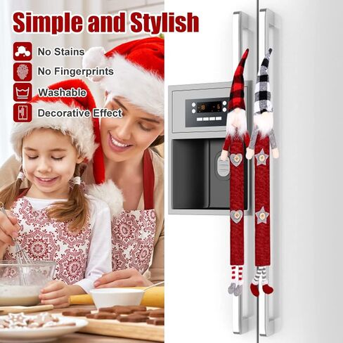 مجموعة أغطية مقابض أبواب الثلاجة من Brynnl 6 قطع، مجموعة أغطية مقابض أجهزة المطبخ جنوم، أجهزة المطبخ لديكورات عيد الميلاد، واقي باب القماش للثلاجة والفرن in Kuwait