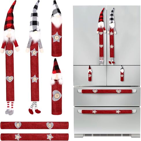 مجموعة أغطية مقابض أبواب الثلاجة من Brynnl 6 قطع، مجموعة أغطية مقابض أجهزة المطبخ جنوم، أجهزة المطبخ لديكورات عيد الميلاد، واقي باب القماش للثلاجة والفرن in Kuwait