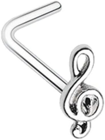 Covet Jewelry Treble Clef Music Note L-Shape Nose Ring in Saudi Arabia