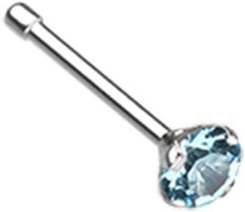 Covet Jewelry Prong Gem Top Steel Nose Stud Ring in Saudi Arabia
