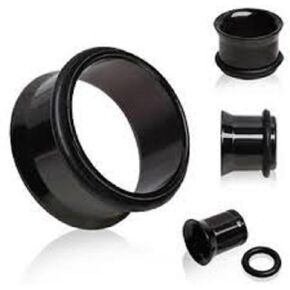Black Anodized Titanium Single Sided Flare with O-ring Ear Tunnels (1 Pair) (B/7/2/15) in Kuwait