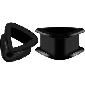 Pair of Silicone Black Triangle Double Flared Saddle Piercing Jewelry Stretcher Ear Ring Lobe Earring flesh Tunnel Plugs in Saudi Arabia