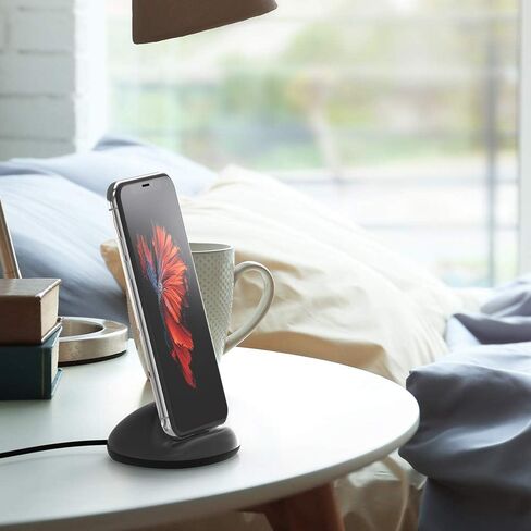 Sinjimoru iPhone Dock Including Cable for iPhone. Convenient and Sturdy Silicone Docking Station in Modern Design for Office and Home. Sync Stand Flat for iPhones Black in Saudi Arabia